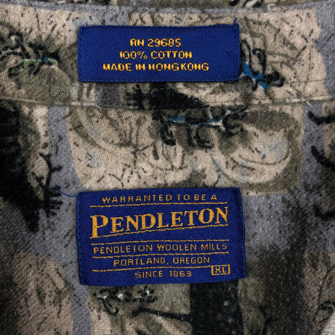 Pendleton long-sleeved flannel shirt with moose pattern, men's size XL. cotton gray type Vintage Second Hand