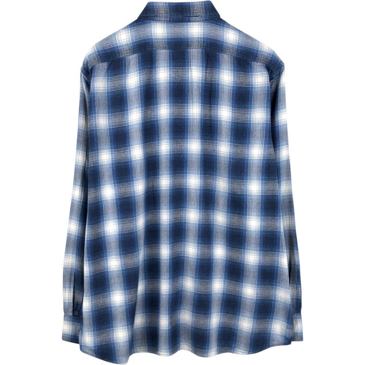 Banana Republic Standard Fit Ombre Check Long-Sleeve Flannel Check Shirt (Men's Size XL) cotton blue type Vintage Second Hand