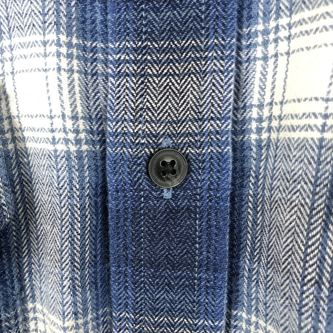 Banana Republic Standard Fit Ombre Check Long-Sleeve Flannel Check Shirt (Men's Size XL) cotton blue type Vintage Second Hand