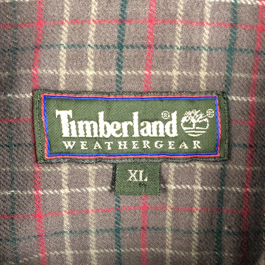 90s-00'S Timberland WEATHERGEAR Long-Sleeve Flannel Check Shirt, Men's XL (approx.), Vintage cotton brown type Vintage Second Hand