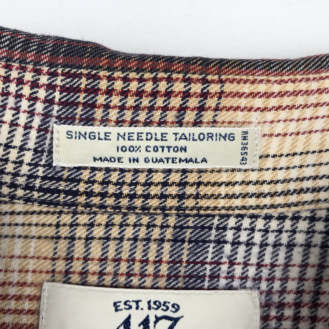 90'S Van Heusen 417 Authentic Shirtwear Long-Sleeve Button-Down Flannel Check Shirt, Men's Size XL (approx.) cotton red type Vintage Second Hand