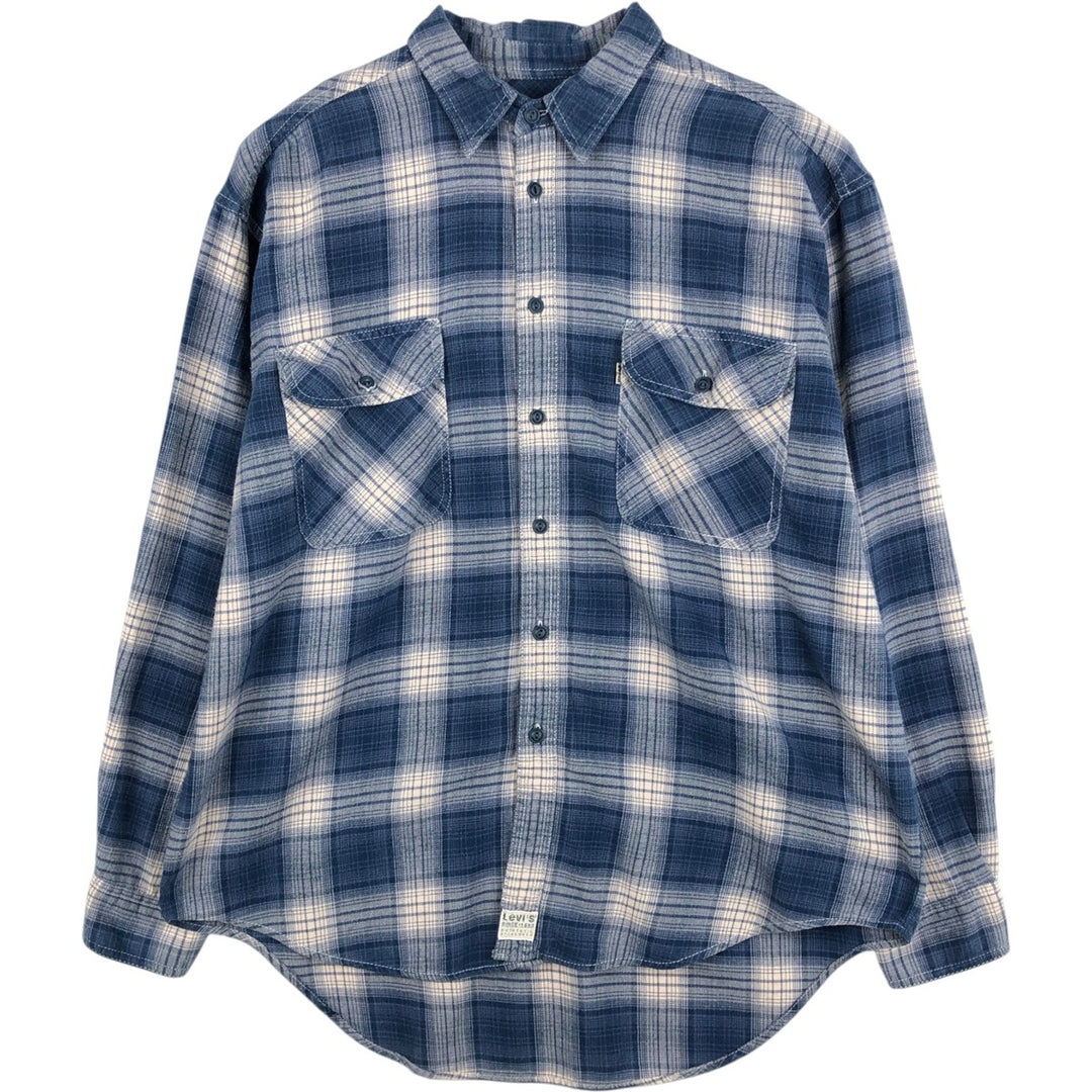 Levi's Ombre Check Long Sleeve Flannel Check Shirt, Men's Size XL cotton blue type Vintage Second Hand
