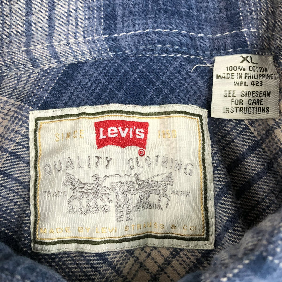 Levi's Ombre Check Long Sleeve Flannel Check Shirt, Men's Size XL cotton blue type Vintage Second Hand