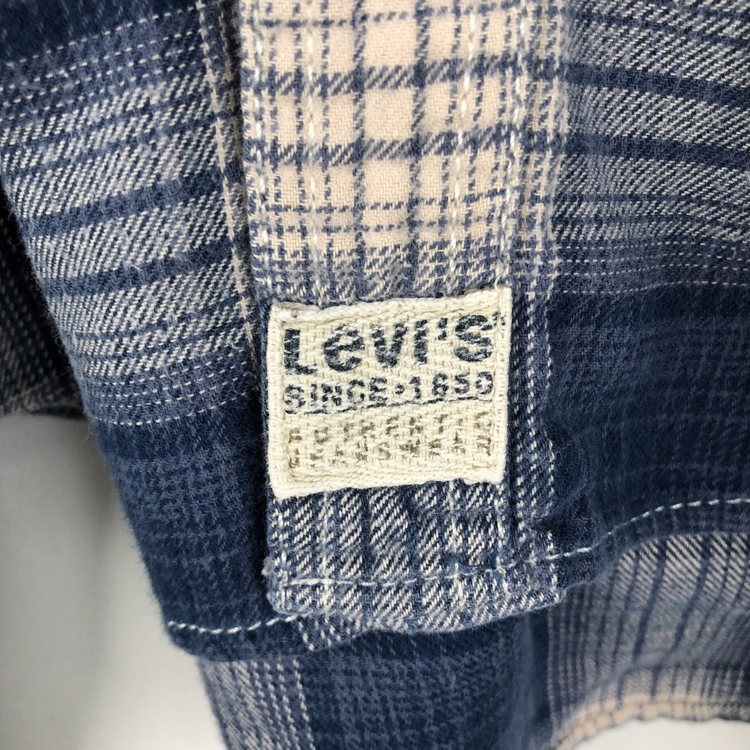 Levi's Ombre Check Long Sleeve Flannel Check Shirt, Men's Size XL cotton blue type Vintage Second Hand