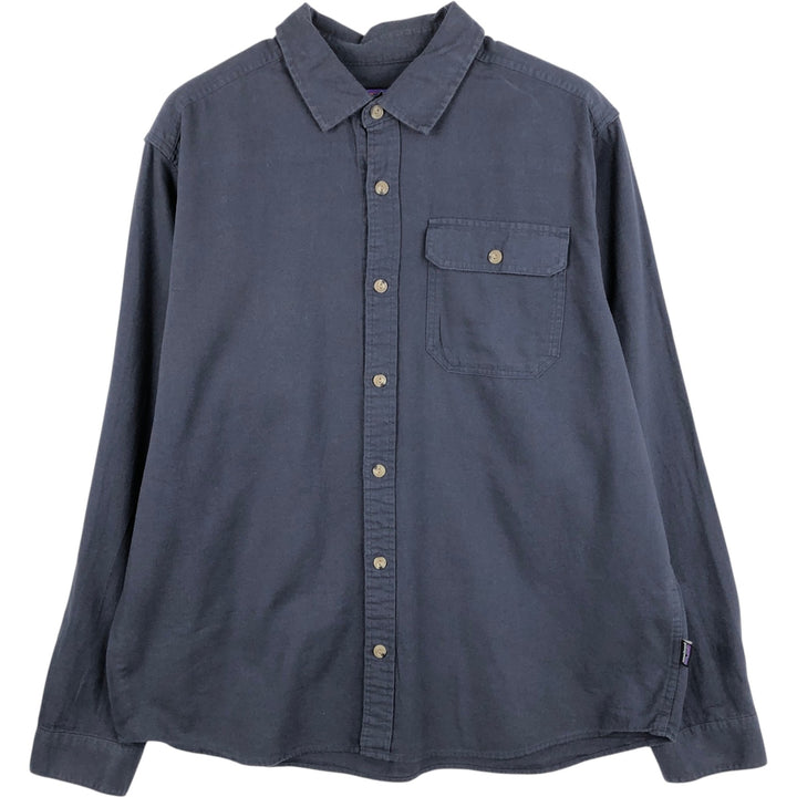 Patagonia ORGANIC COTTON 42410FA23 Long-Sleeve Flannel Shirt, Men's Size L (approx.) cotton navy blue type Vintage Second Hand
