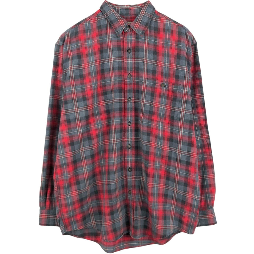 Eddie Bauer Lightflannel Check Shirt, Men's Size L cotton red type Vintage Second Hand