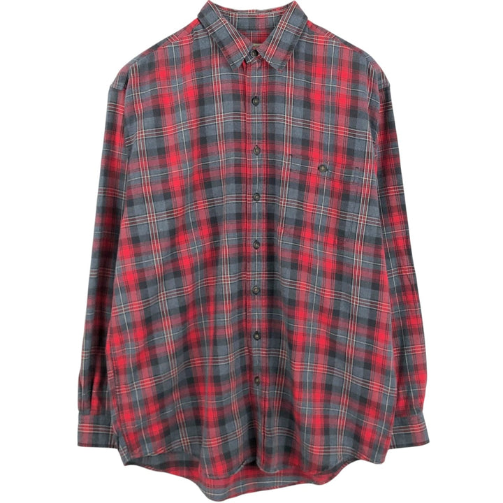 Eddie Bauer Lightflannel Check Shirt, Men's Size L cotton red type Vintage Second Hand