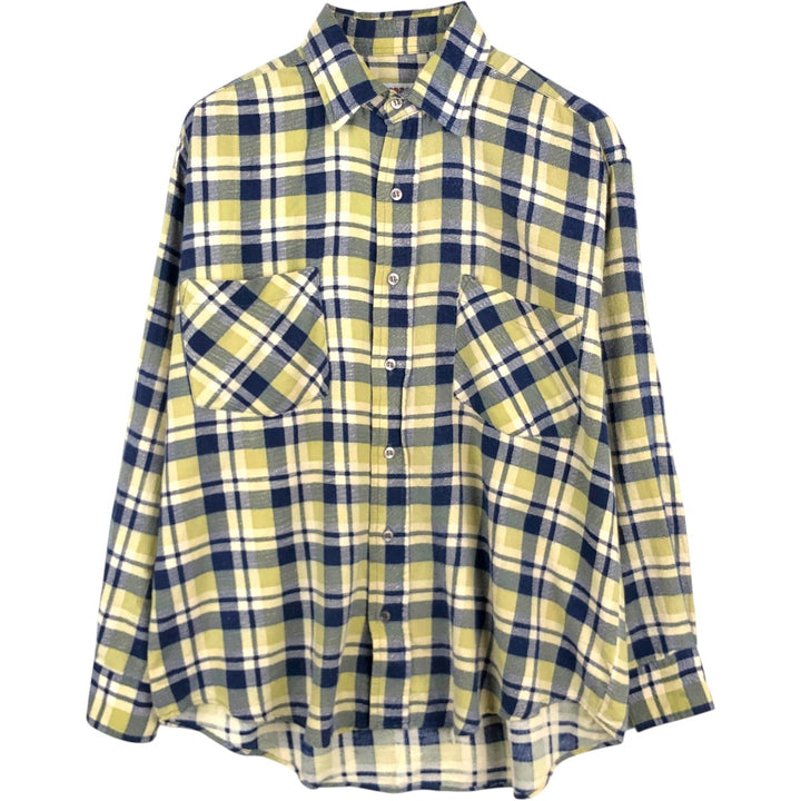 90'S McGREGOR BAGPIPER Long-Sleeve Printed Flannel Check Shirt, Men's Size M (approx.), Vintage cotton yellow type Vintage Second Hand
