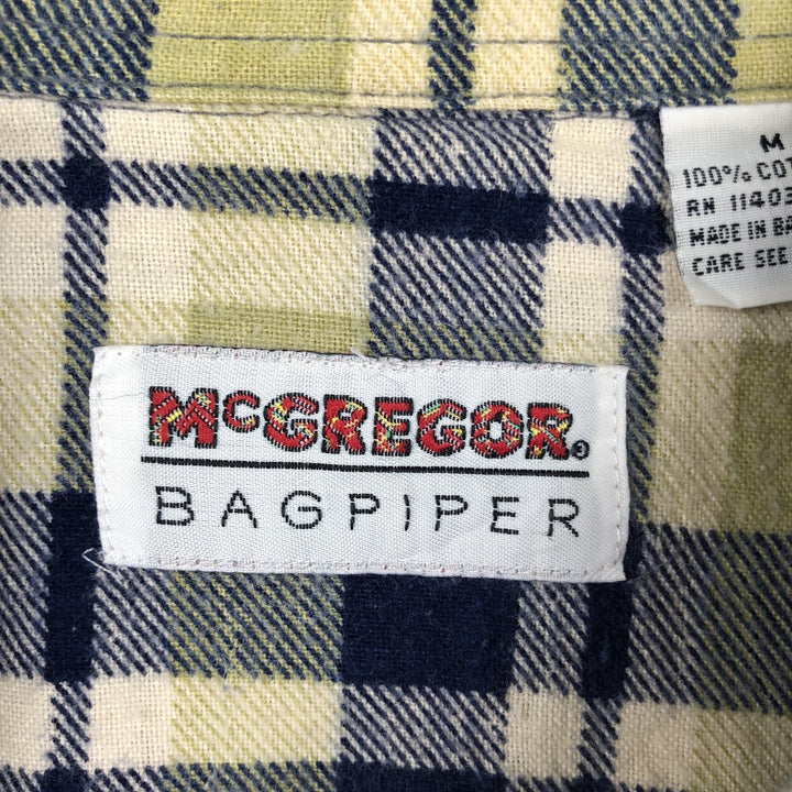 90'S McGREGOR BAGPIPER Long-Sleeve Printed Flannel Check Shirt, Men's Size M (approx.), Vintage cotton yellow type Vintage Second Hand