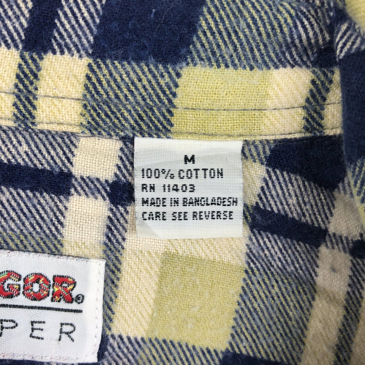 90'S McGREGOR BAGPIPER Long-Sleeve Printed Flannel Check Shirt, Men's Size M (approx.), Vintage cotton yellow type Vintage Second Hand