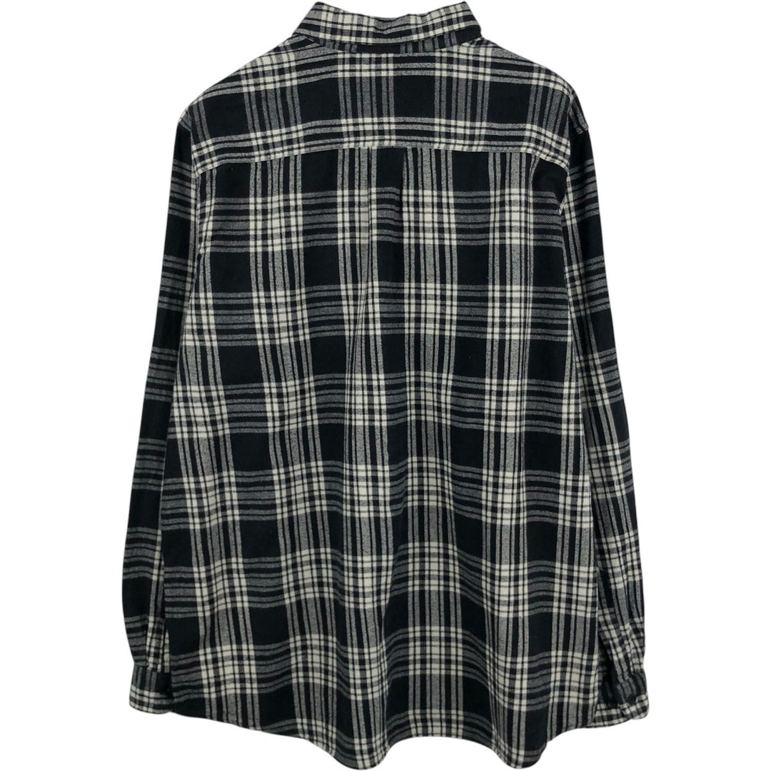 LLBean Long Sleeve Button-Down Light Flannel Check Shirt, Men's Size XL cotton black type Vintage Second Hand