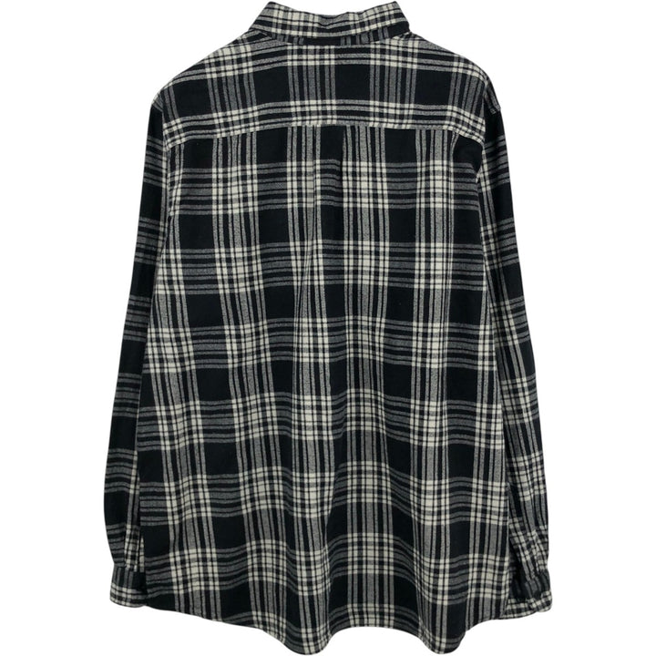 LLBean Long Sleeve Button-Down Light Flannel Check Shirt, Men's Size XL cotton black type Vintage Second Hand