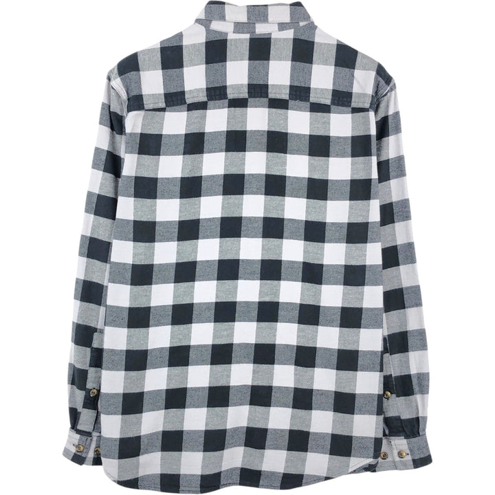 Columbia Buffalo Check Long-Sleeve Light Flannel Check Shirt (Men's Size M) cotton black type Vintage Second Hand