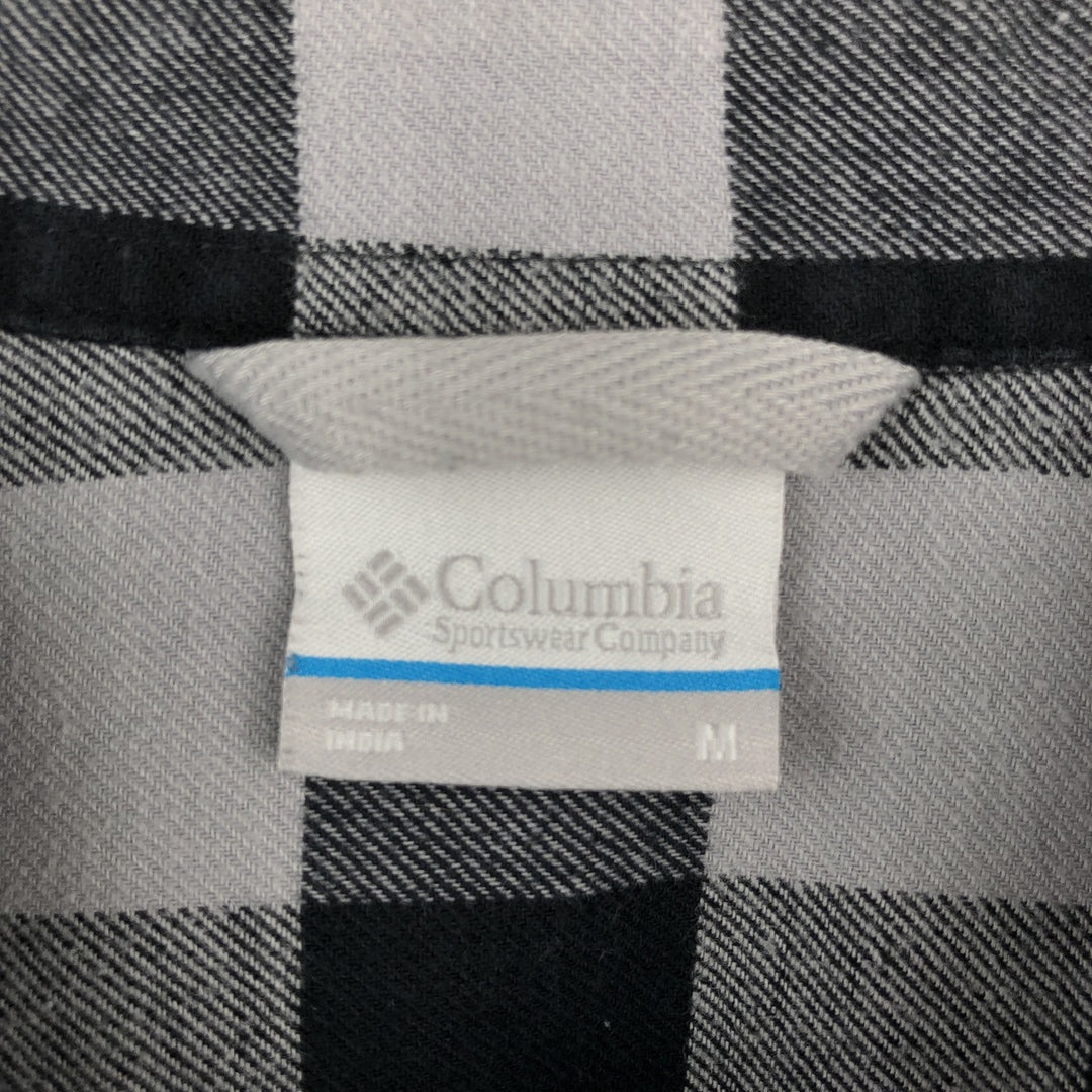 Columbia Buffalo Check Long-Sleeve Light Flannel Check Shirt (Men's Size M) cotton black type Vintage Second Hand
