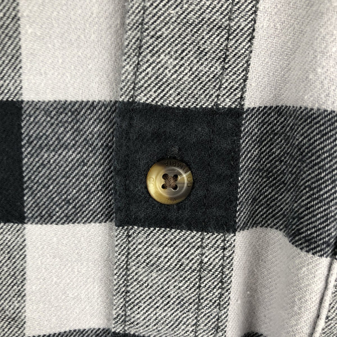 Columbia Buffalo Check Long-Sleeve Light Flannel Check Shirt (Men's Size M) cotton black type Vintage Second Hand
