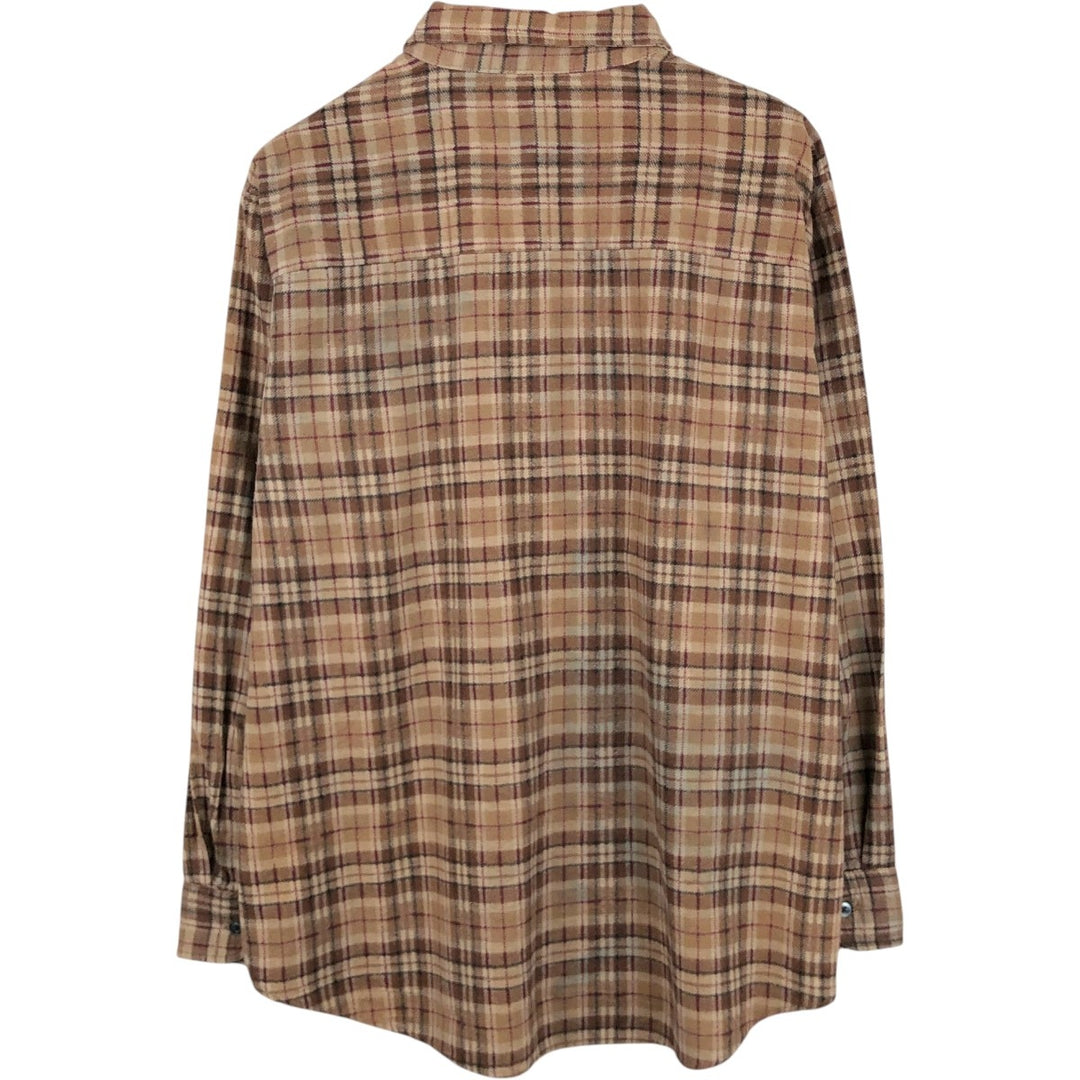 HABAND Long-Sleeve Printed Flannel Check Shirt, Men's Size M (Equivalent), Vintage unclear brown type Vintage Second Hand