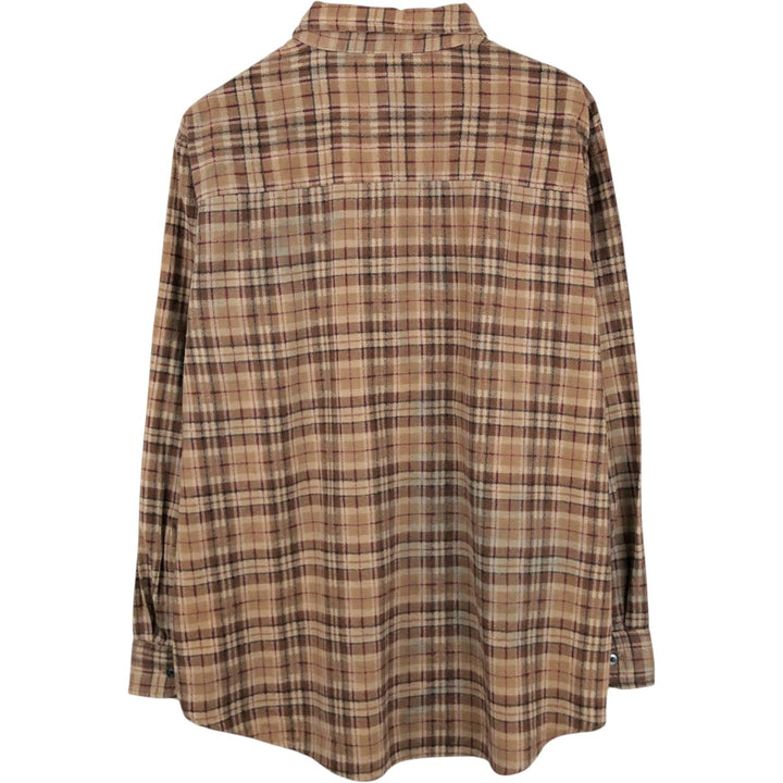 HABAND Long-Sleeve Printed Flannel Check Shirt, Men's Size M (Equivalent), Vintage unclear brown type Vintage Second Hand