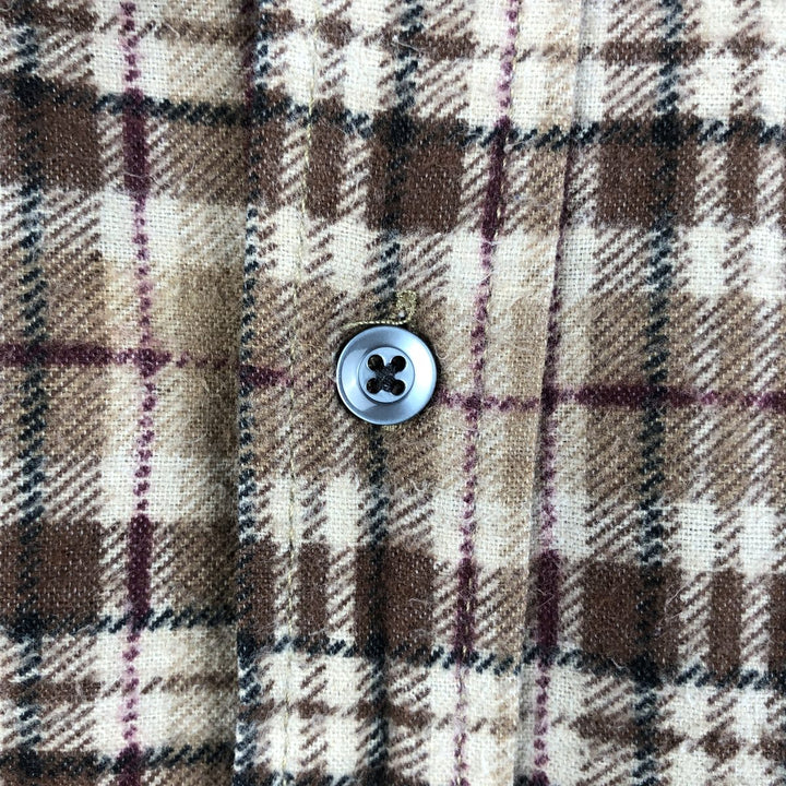 HABAND Long-Sleeve Printed Flannel Check Shirt, Men's Size M (Equivalent), Vintage unclear brown type Vintage Second Hand