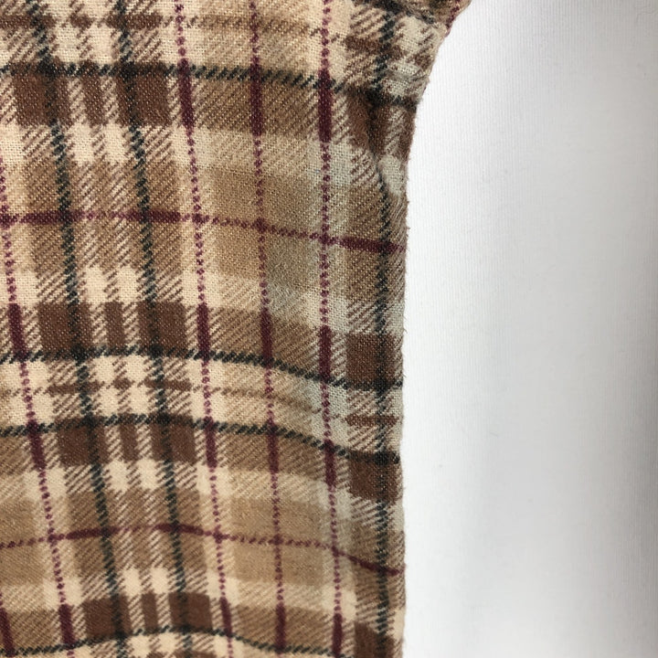 HABAND Long-Sleeve Printed Flannel Check Shirt, Men's Size M (Equivalent), Vintage unclear brown type Vintage Second Hand