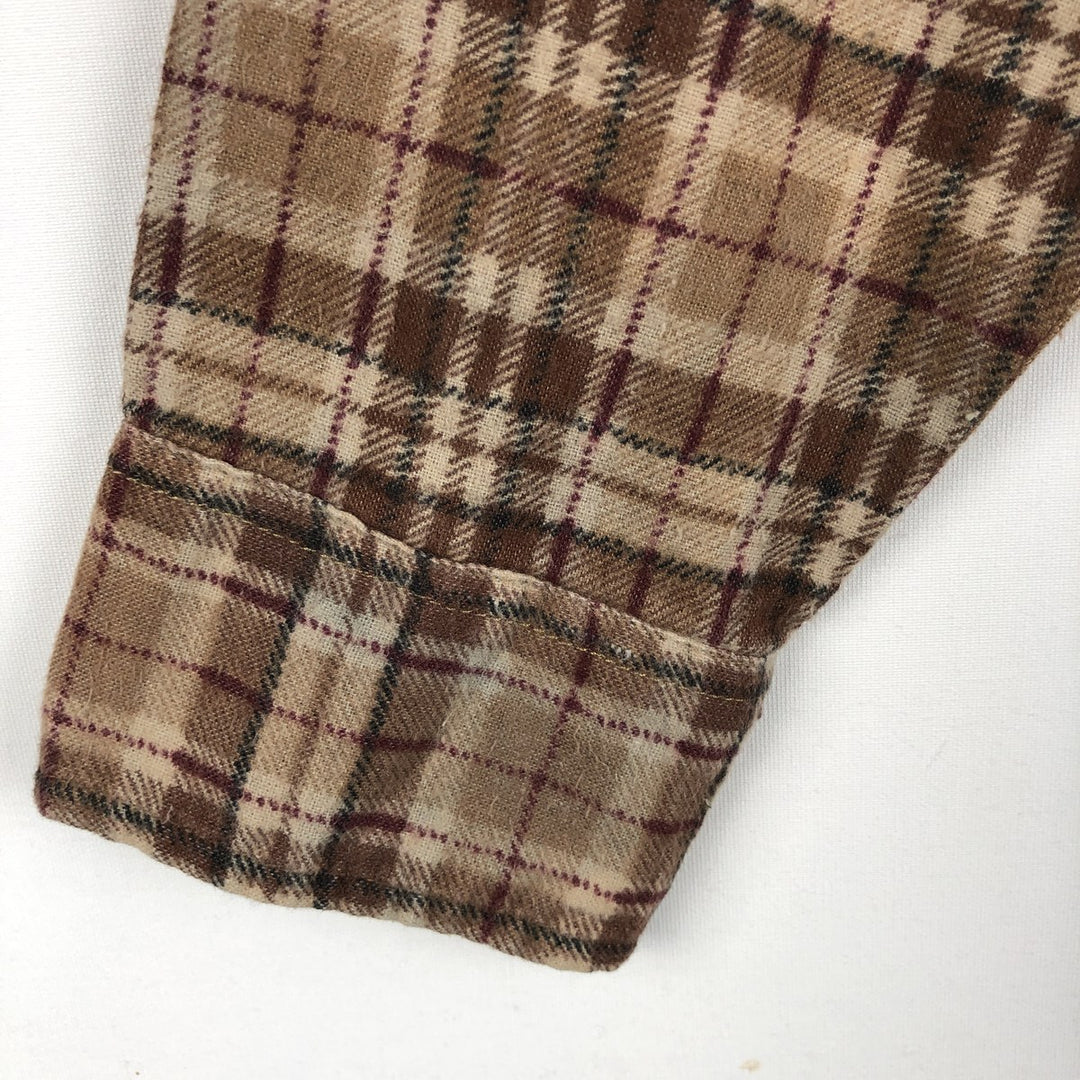 HABAND Long-Sleeve Printed Flannel Check Shirt, Men's Size M (Equivalent), Vintage unclear brown type Vintage Second Hand