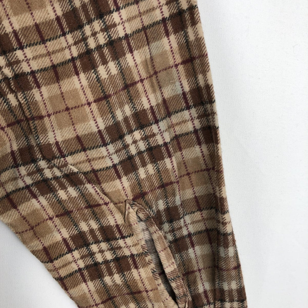 HABAND Long-Sleeve Printed Flannel Check Shirt, Men's Size M (Equivalent), Vintage unclear brown type Vintage Second Hand