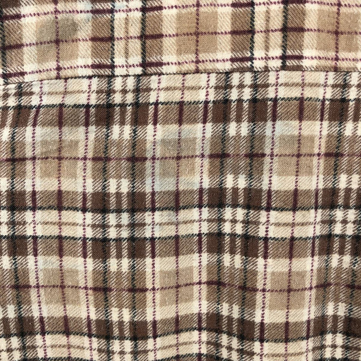 HABAND Long-Sleeve Printed Flannel Check Shirt, Men's Size M (Equivalent), Vintage unclear brown type Vintage Second Hand