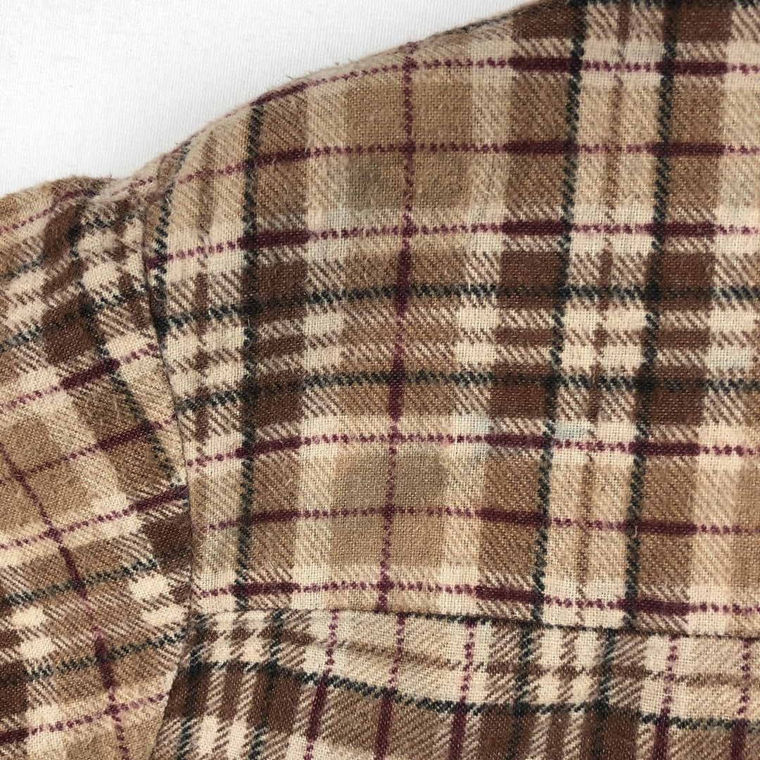 HABAND Long-Sleeve Printed Flannel Check Shirt, Men's Size M (Equivalent), Vintage unclear brown type Vintage Second Hand