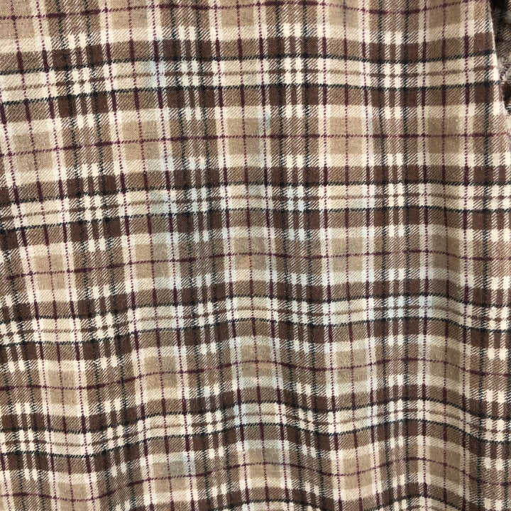 HABAND Long-Sleeve Printed Flannel Check Shirt, Men's Size M (Equivalent), Vintage unclear brown type Vintage Second Hand