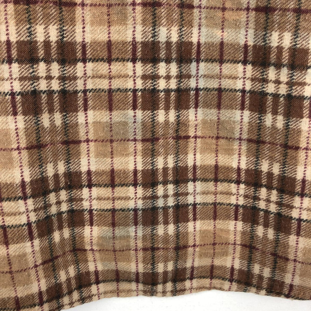 HABAND Long-Sleeve Printed Flannel Check Shirt, Men's Size M (Equivalent), Vintage unclear brown type Vintage Second Hand