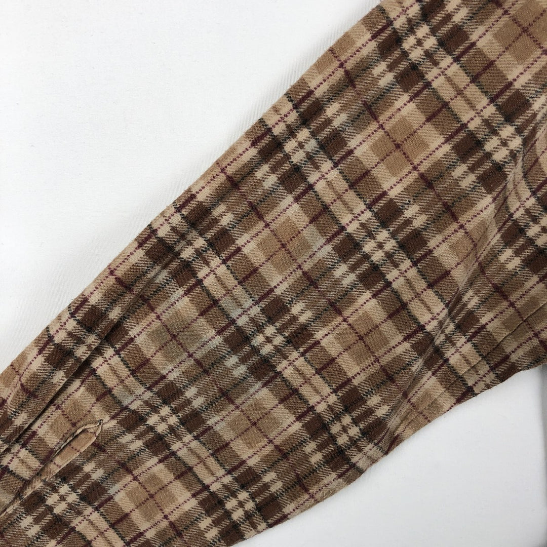 HABAND Long-Sleeve Printed Flannel Check Shirt, Men's Size M (Equivalent), Vintage unclear brown type Vintage Second Hand