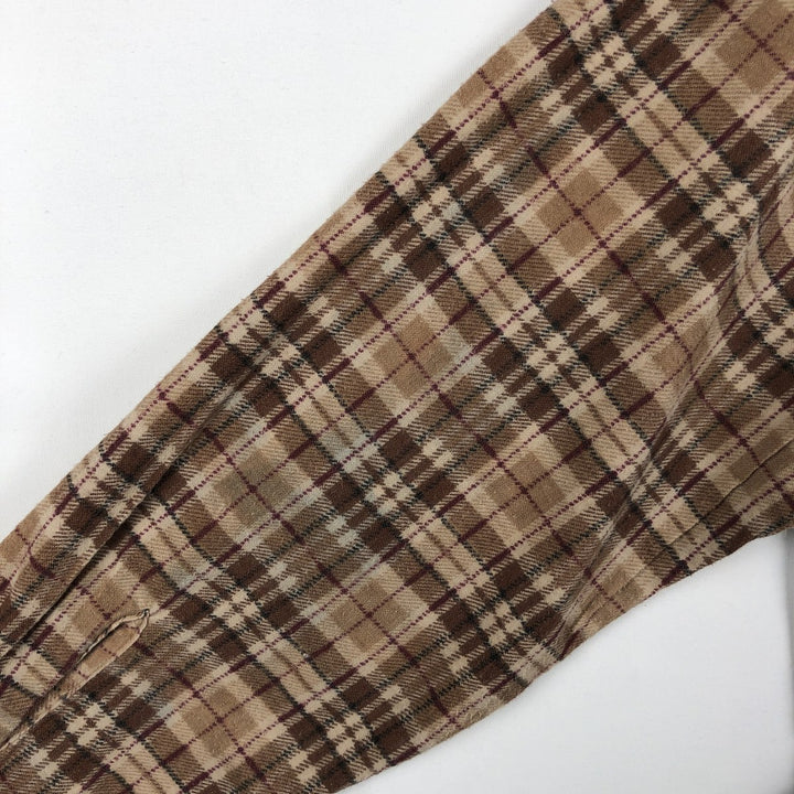 HABAND Long-Sleeve Printed Flannel Check Shirt, Men's Size M (Equivalent), Vintage unclear brown type Vintage Second Hand