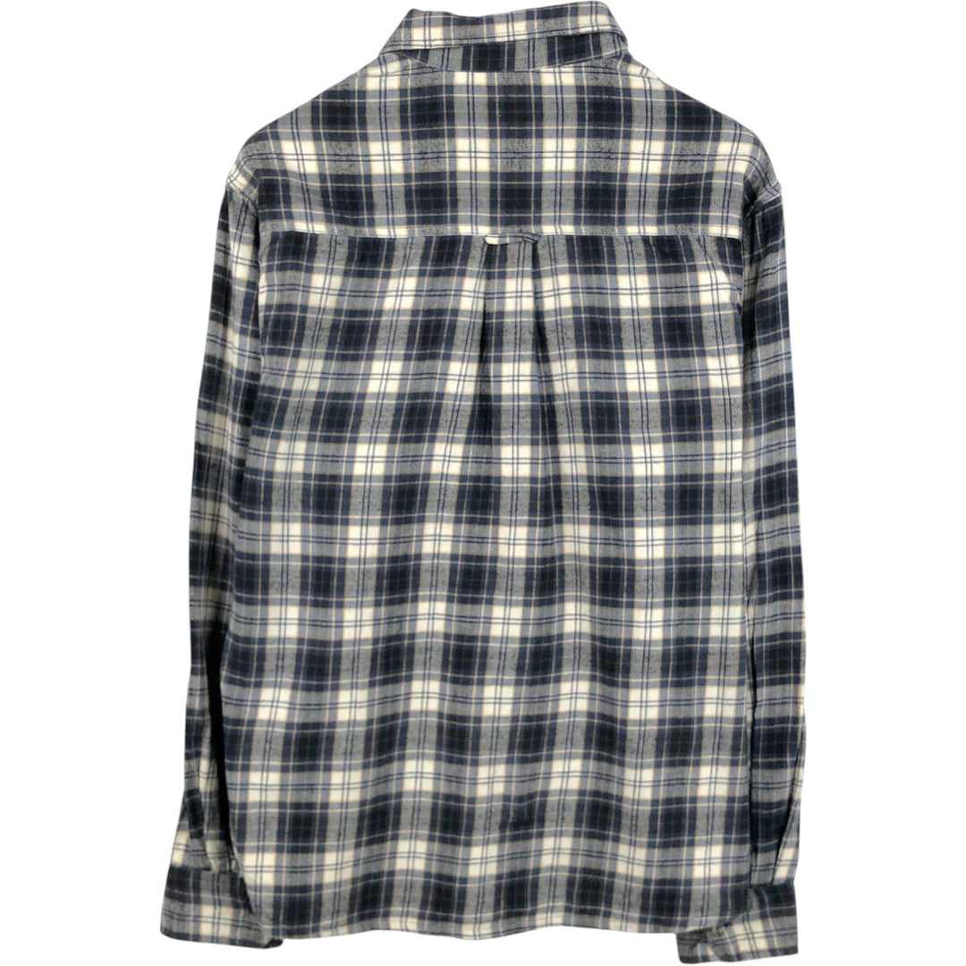 FIELD and STREAM Long-Sleeve Light Flannel Check Shirt, Men's Size XL (approx.) cotton navy blue type Vintage Second Hand