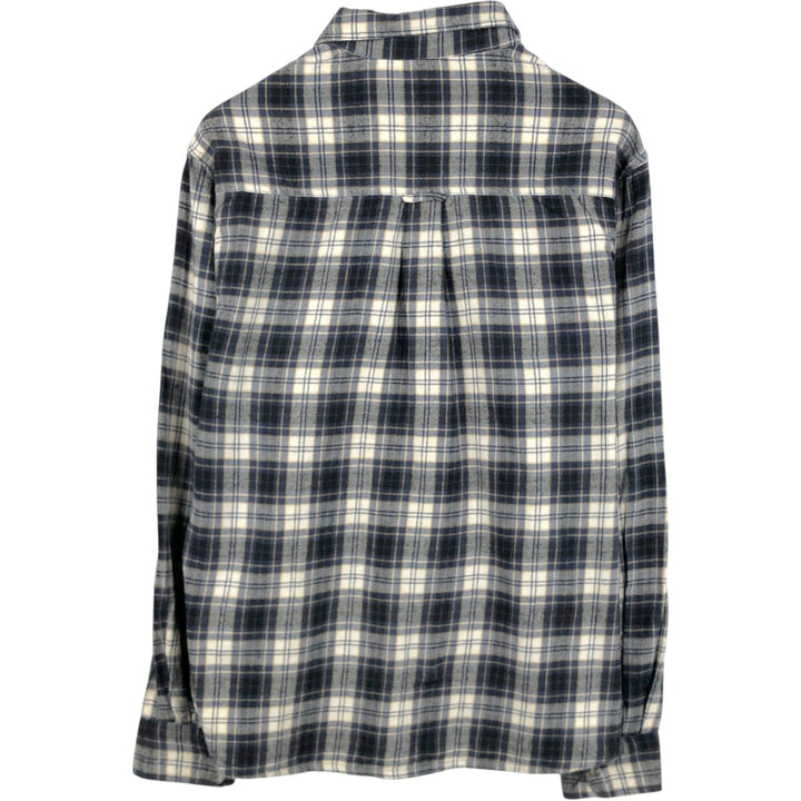 FIELD and STREAM Long-Sleeve Light Flannel Check Shirt, Men's Size XL (approx.) cotton navy blue type Vintage Second Hand