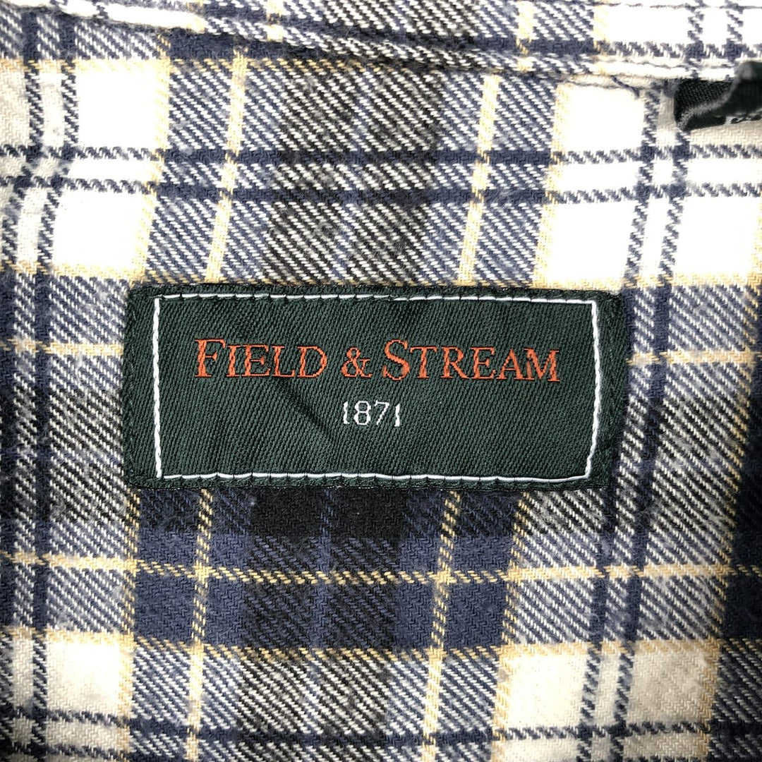 FIELD and STREAM Long-Sleeve Light Flannel Check Shirt, Men's Size XL (approx.) cotton navy blue type Vintage Second Hand