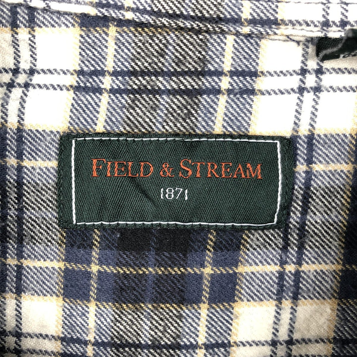 FIELD and STREAM Long-Sleeve Light Flannel Check Shirt, Men's Size XL (approx.) cotton navy blue type Vintage Second Hand