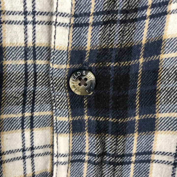 FIELD and STREAM Long-Sleeve Light Flannel Check Shirt, Men's Size XL (approx.) cotton navy blue type Vintage Second Hand