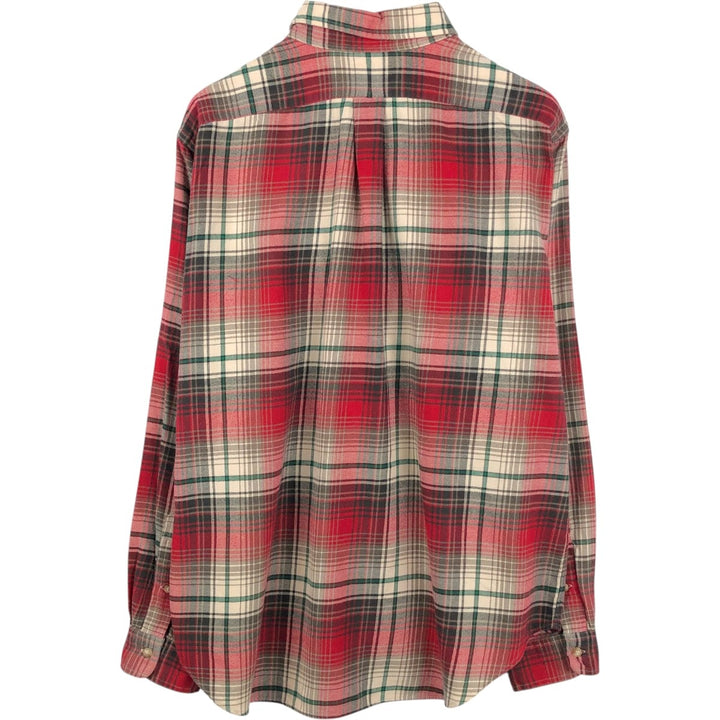 Ralph Lauren Classic Fit Long Sleeve Button Down Light Flannel Check Shirt Men's XL cotton red type Vintage Second Hand