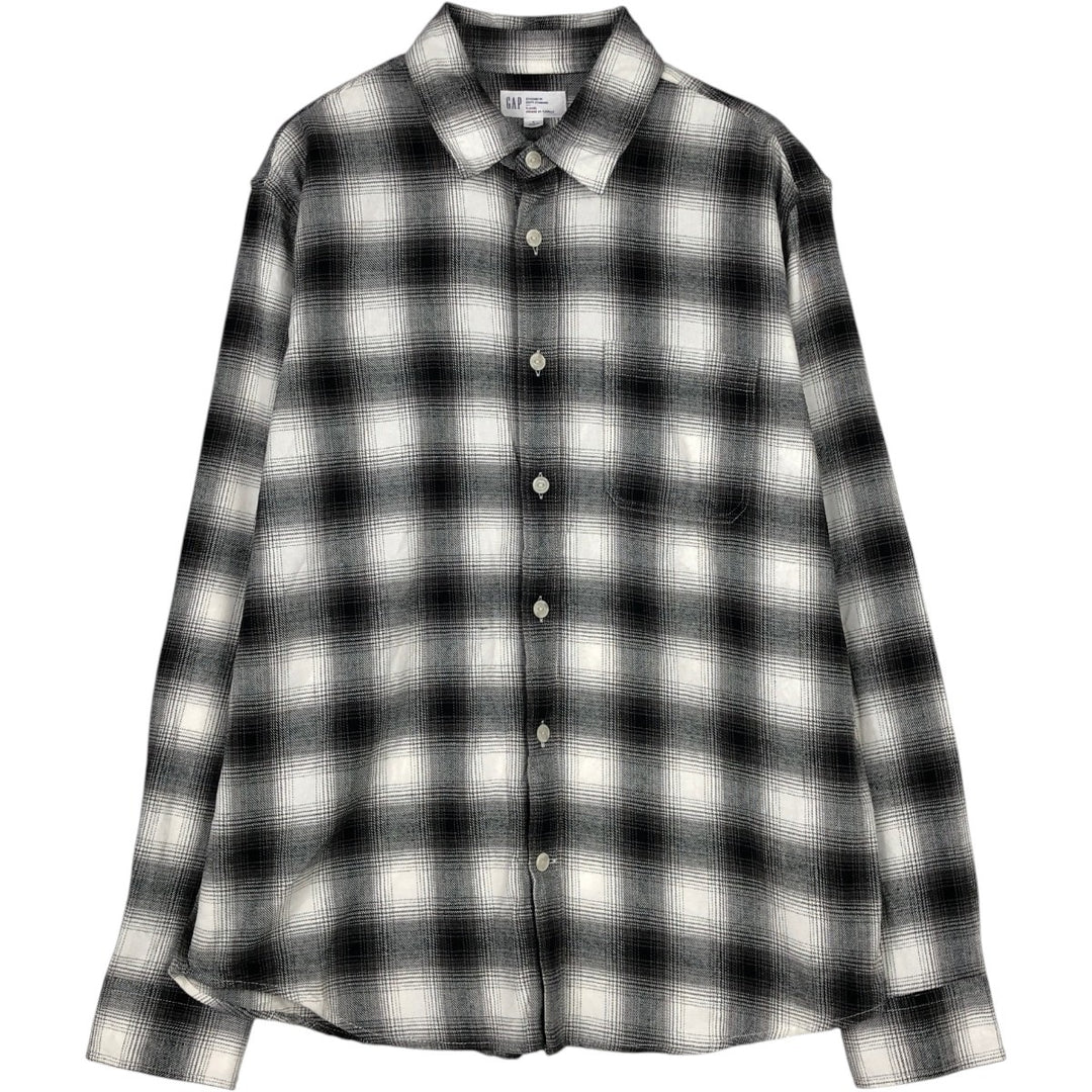 GAP STANDARD FIT Ombre Check Long Sleeve Flannel Check Shirt (Men's Size M) cotton white type Vintage Second Hand