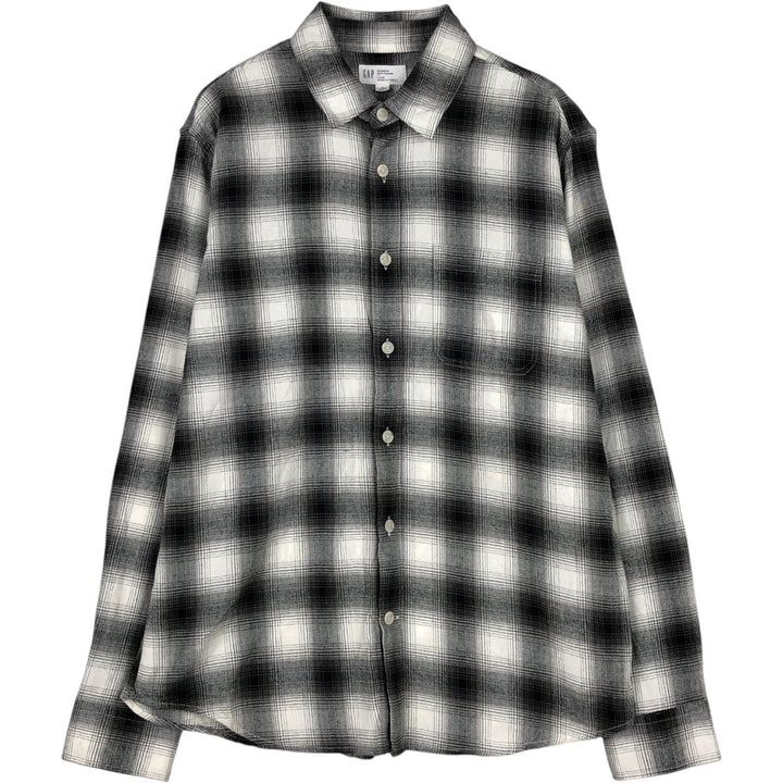 GAP STANDARD FIT Ombre Check Long Sleeve Flannel Check Shirt (Men's Size M) cotton white type Vintage Second Hand