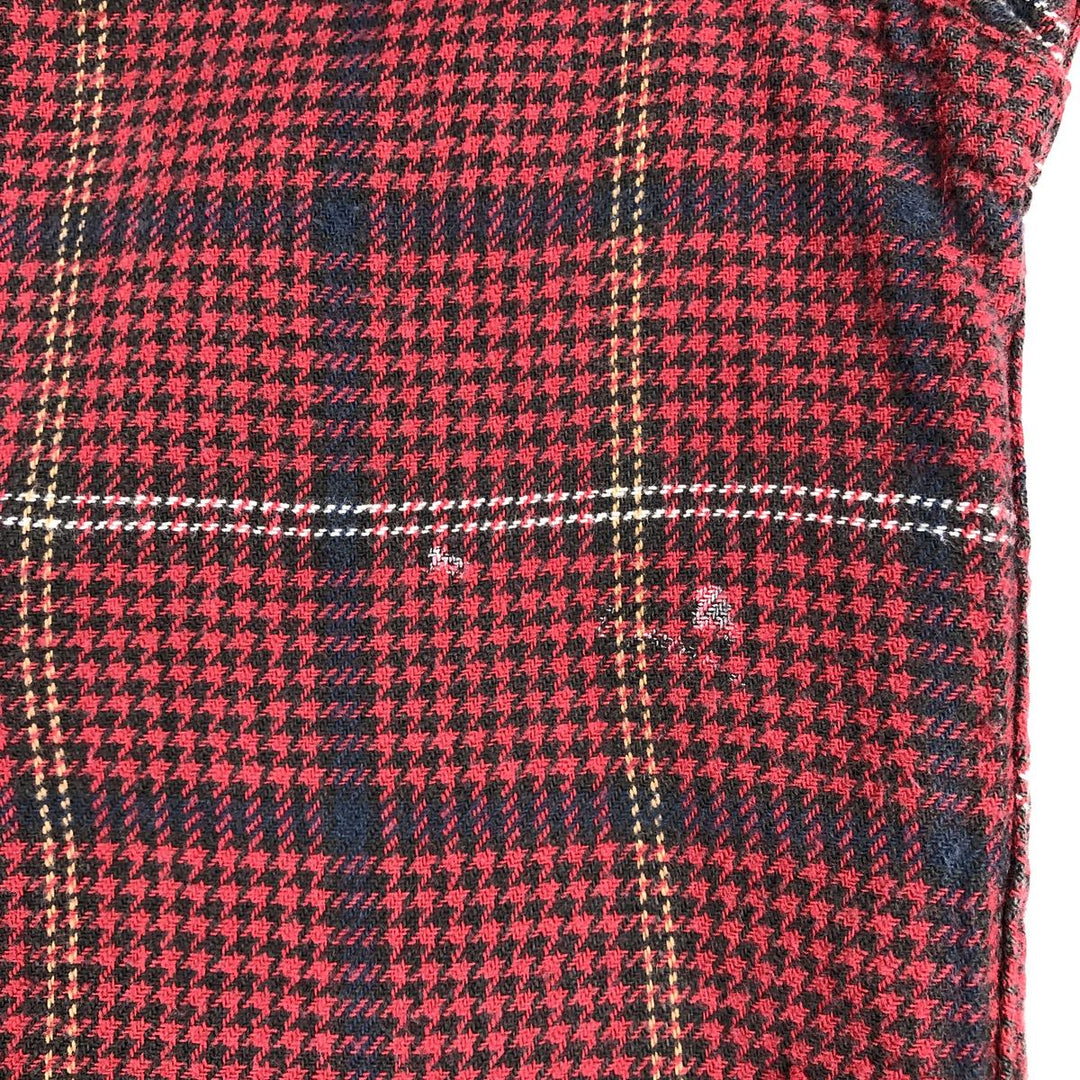 Ralph Lauren CHAPS Houndstooth Pattern Long-Sleeve Button-Down Light Flannel Check Shirt, Men's Size L (approx.) cotton red type Vintage Second Hand