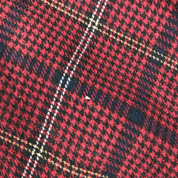 Ralph Lauren CHAPS Houndstooth Pattern Long-Sleeve Button-Down Light Flannel Check Shirt, Men's Size L (approx.) cotton red type Vintage Second Hand