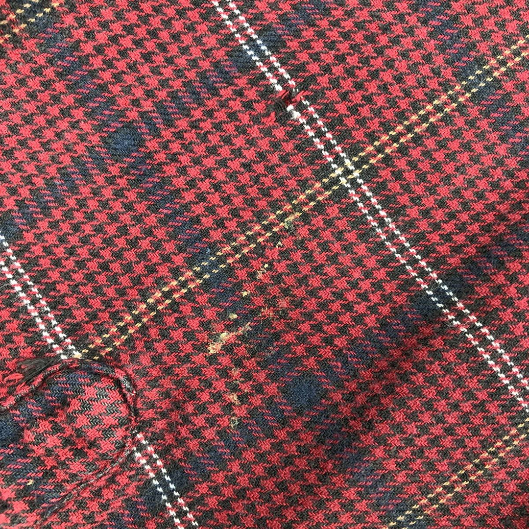 Ralph Lauren CHAPS Houndstooth Pattern Long-Sleeve Button-Down Light Flannel Check Shirt, Men's Size L (approx.) cotton red type Vintage Second Hand