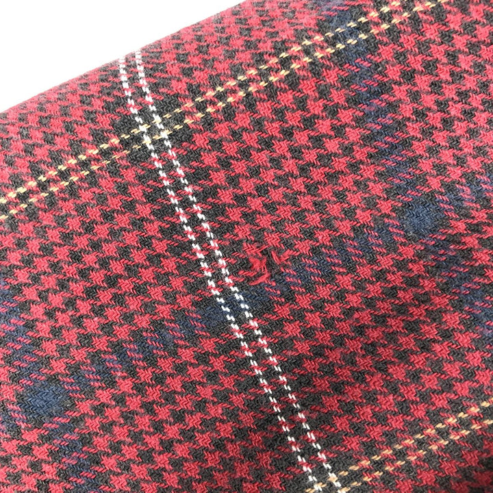 Ralph Lauren CHAPS Houndstooth Pattern Long-Sleeve Button-Down Light Flannel Check Shirt, Men's Size L (approx.) cotton red type Vintage Second Hand