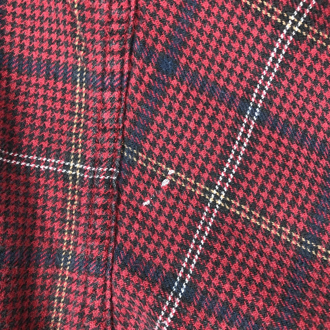 Ralph Lauren CHAPS Houndstooth Pattern Long-Sleeve Button-Down Light Flannel Check Shirt, Men's Size L (approx.) cotton red type Vintage Second Hand