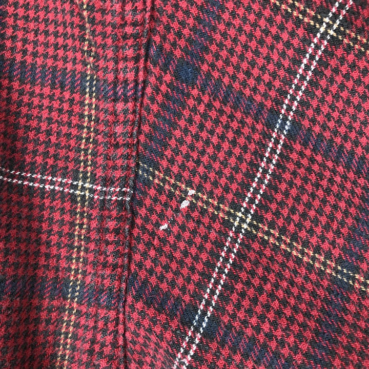Ralph Lauren CHAPS Houndstooth Pattern Long-Sleeve Button-Down Light Flannel Check Shirt, Men's Size L (approx.) cotton red type Vintage Second Hand