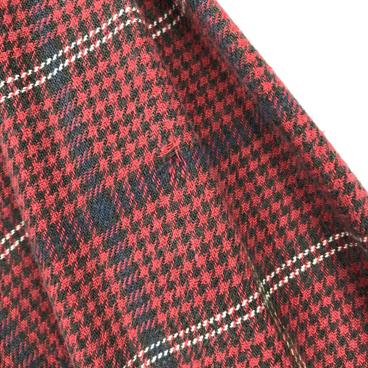 Ralph Lauren CHAPS Houndstooth Pattern Long-Sleeve Button-Down Light Flannel Check Shirt, Men's Size L (approx.) cotton red type Vintage Second Hand