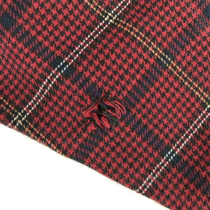 Ralph Lauren CHAPS Houndstooth Pattern Long-Sleeve Button-Down Light Flannel Check Shirt, Men's Size L (approx.) cotton red type Vintage Second Hand