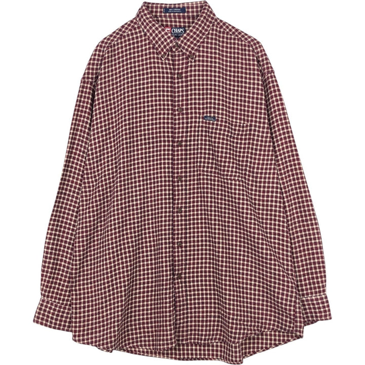 Ralph Lauren CHAPS Long-Sleeve Button-Down Light Flannel Check Shirt, Men's Size XXL (approx.) cotton red type Vintage Second Hand