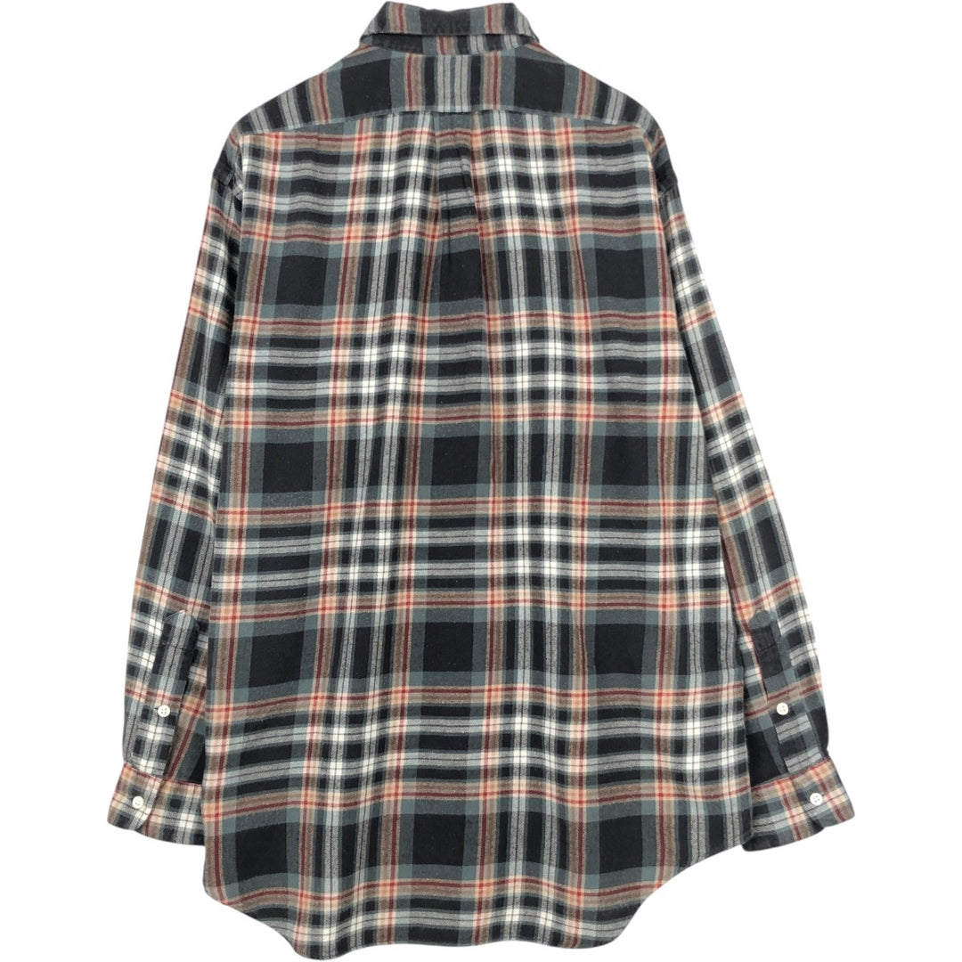 Ralph Lauren BLAKE Long-Sleeve Button-Down Light Flannel Check Shirt, Men's Size M (approx.) cotton black type Vintage Second Hand