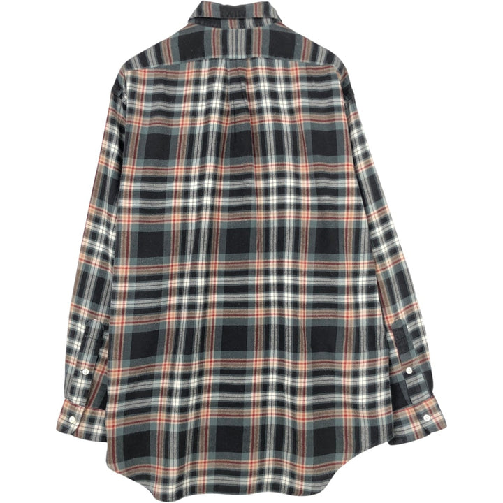Ralph Lauren BLAKE Long-Sleeve Button-Down Light Flannel Check Shirt, Men's Size M (approx.) cotton black type Vintage Second Hand